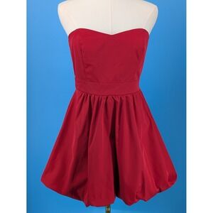 Forever 21 XXI Dress Women Medium Red Strapless Bubble Hem Sweetheart Party Gown